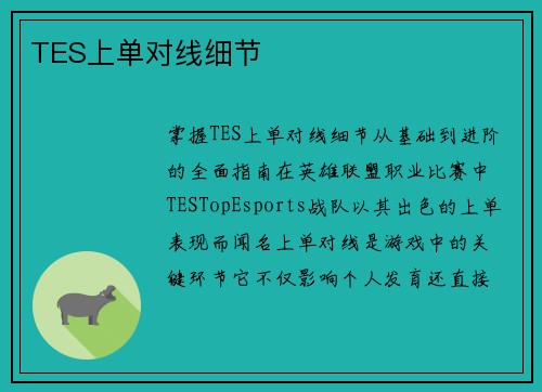 TES上单对线细节